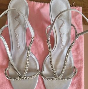Nina Silver Heels with Jewels Size 5.5